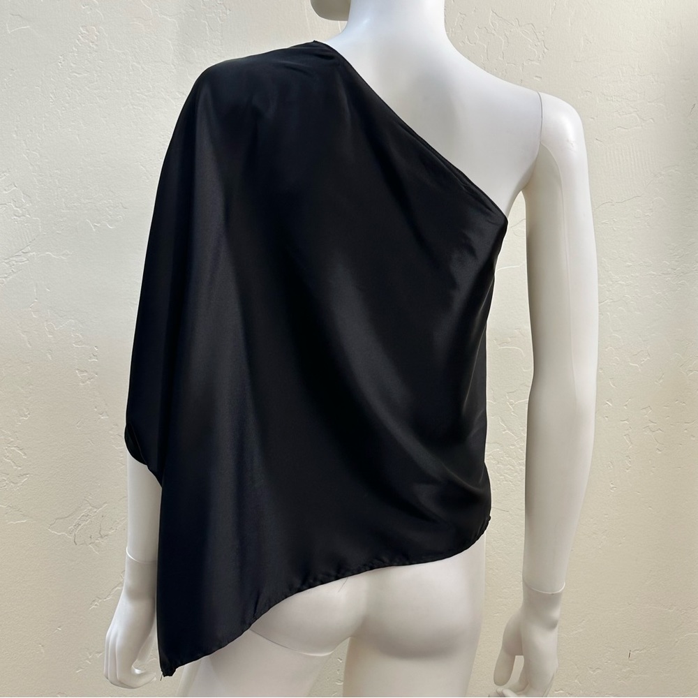 Black One Shoulder Satin Top